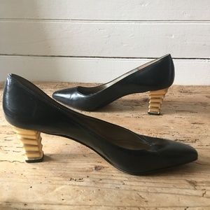 Vtg Art Deco Gold Heeled Pumps SERGIO ZELCER 7N